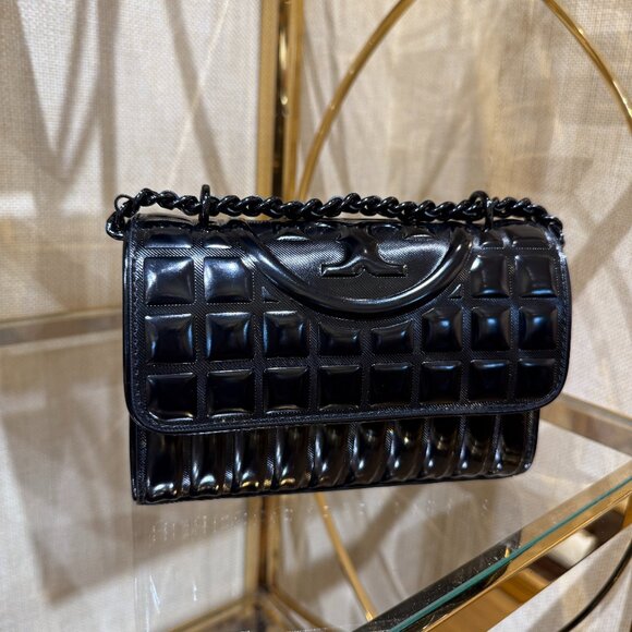 Tory Burch SMALL FLEMING METALLIC QUILT CONVERTIBLE SHOULDER BAG 155938 $548 - Picture 2 of 11